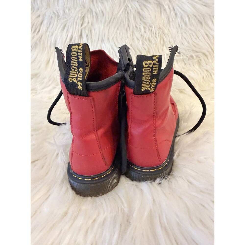 Dr. Martens 1460 Kids Red Patent Leather Combat Boots Lace Up Side Zip US 11
